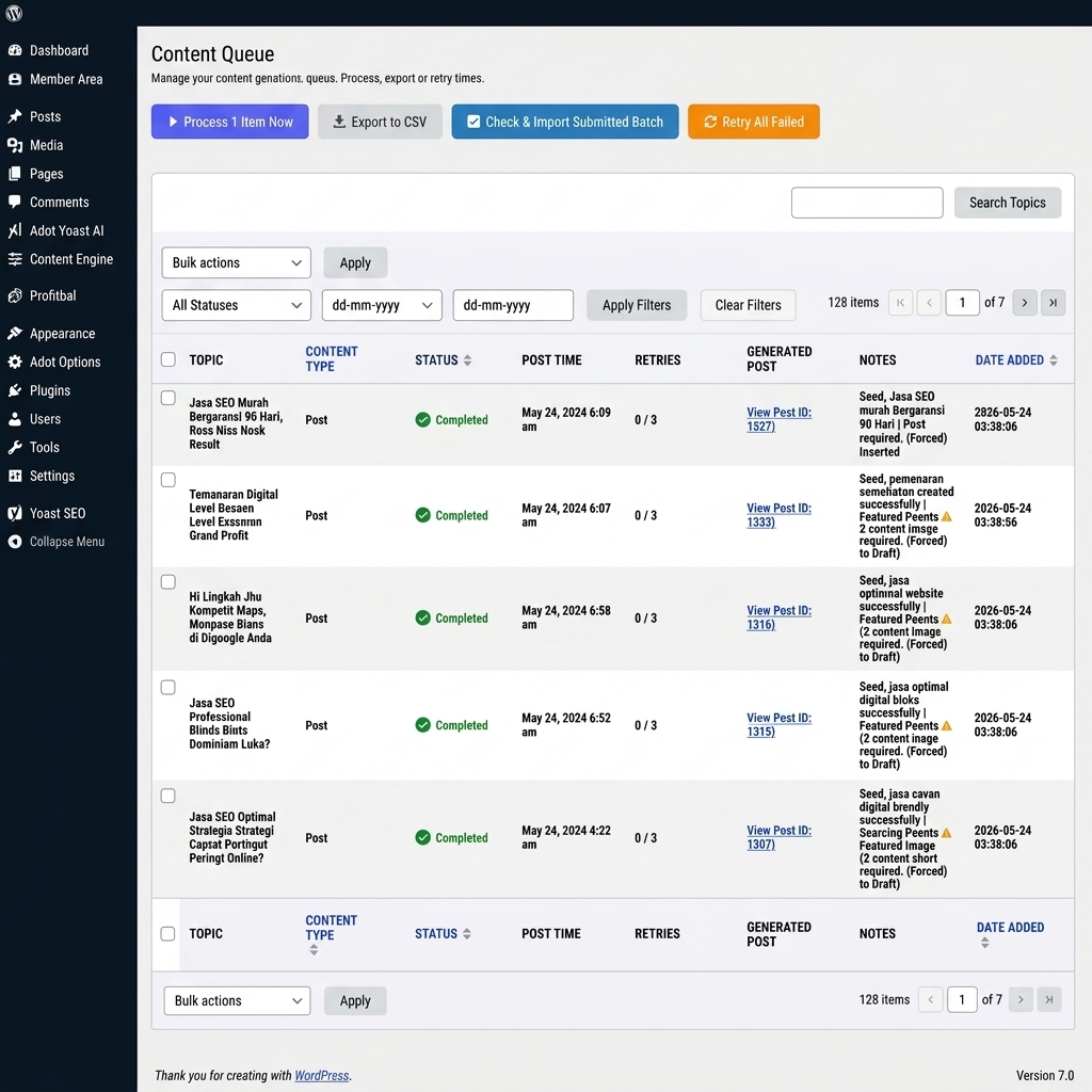 Adot Content Engine Setting - Connect API